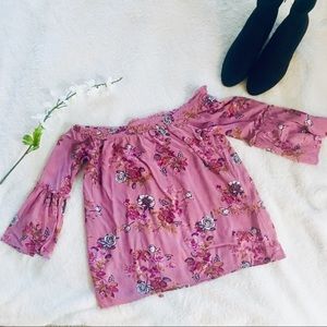 $5 W/ BUNDLE Pink Rose Off The Shoulder Floral Top